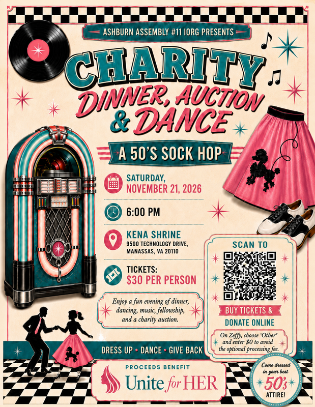 Flyer for Charity Dinner, Auction, & Dance for United for HER